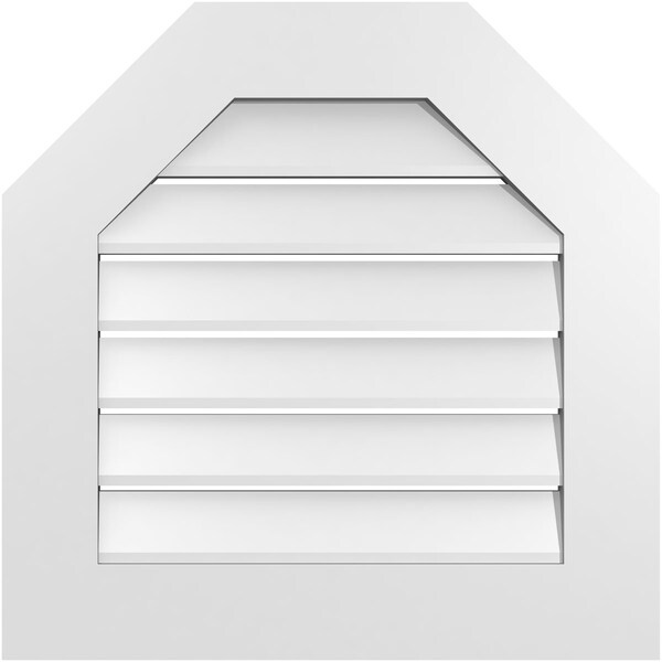 Ekena Millwork Octagonal Top Surface Mount PVC Gable Vent: Functional, w/ 3-1/2"W x 1"P Standard Frame, 24"W x 24"H - GVPOT24X2401SF