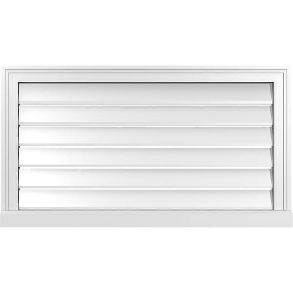 Ekena Millwork Vertical Surface Mount PVC Gable Vent: Functional, w/ 2"W x 2"P Brickmould Sill Frame, 36"W x 20"H - GVPVE36X2003SF