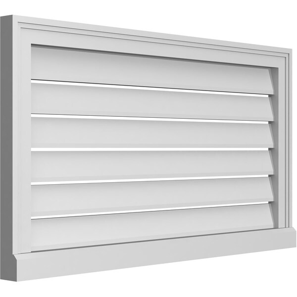 Ekena Millwork Vertical Surface Mount PVC Gable Vent: Functional, w/ 2"W x 2"P Brickmould Sill Frame, 36"W x 20"H - GVPVE36X2003SF