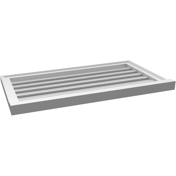 Ekena Millwork Vertical Surface Mount PVC Gable Vent: Functional, w/ 2"W x 2"P Brickmould Sill Frame, 36"W x 20"H - GVPVE36X2003SF