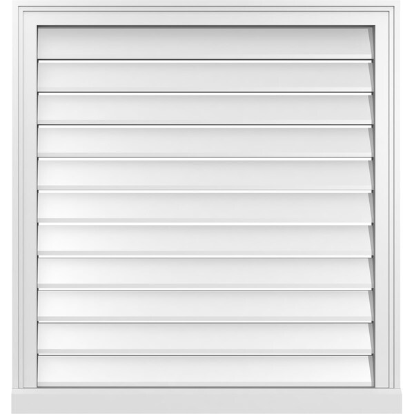 Ekena Millwork Vertical Surface Mount PVC Gable Vent: Functional, w/ 2"W x 2"P Brickmould Sill Frame, 32"W x 34"H - GVPVE32X3403SF
