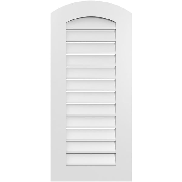 Ekena Millwork Arch Top Surface Mount PVC Gable Vent: Non-Functional, w/ 3-1/2"W x 1"P Standard Frame, 18"W x 38"H - GVPAR18X3801SN
