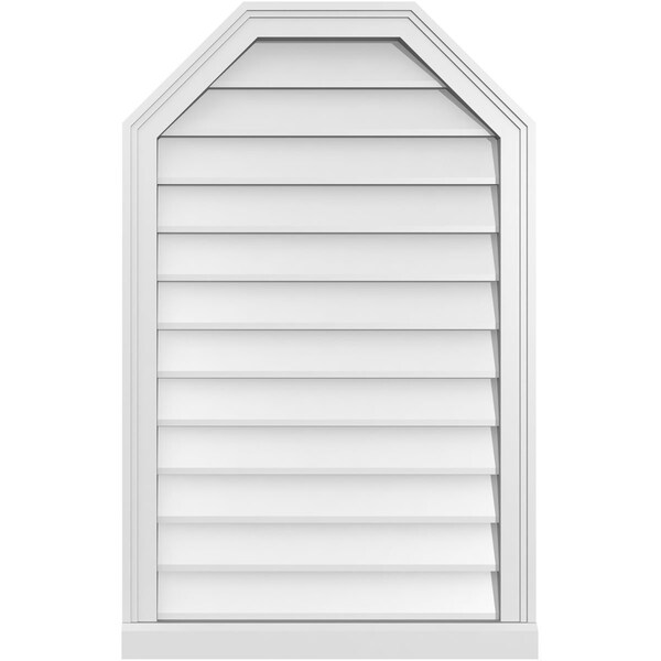 Ekena Millwork Octagonal Top Surface Mount PVC Gable Vent w/ 2"W x 2"P Brickmould Sill Frame, 24"W x 38"H - GVPOT24X3803SN