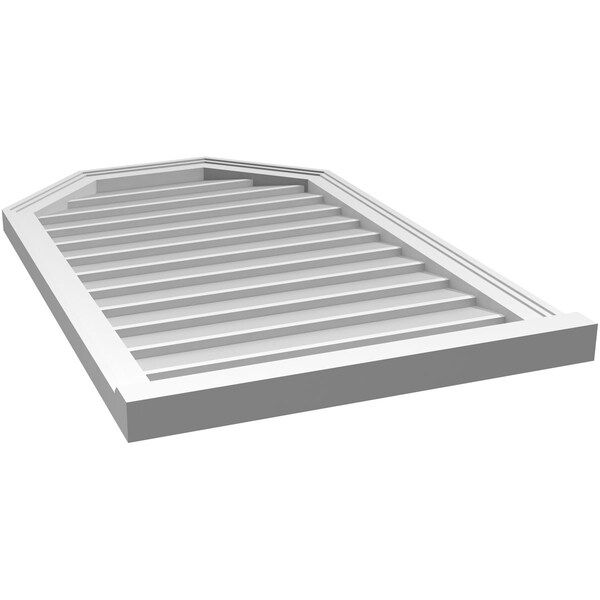 Ekena Millwork Octagonal Top Surface Mount PVC Gable Vent w/ 2"W x 2"P Brickmould Sill Frame, 24"W x 38"H - GVPOT24X3803SN