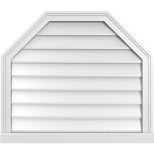 Ekena Millwork Octagonal Top Surface Mount PVC Gable Vent w/ 2"W x 2"P Brickmould Sill Frame, 30"W x 26"H - GVPOT30X2603SN
