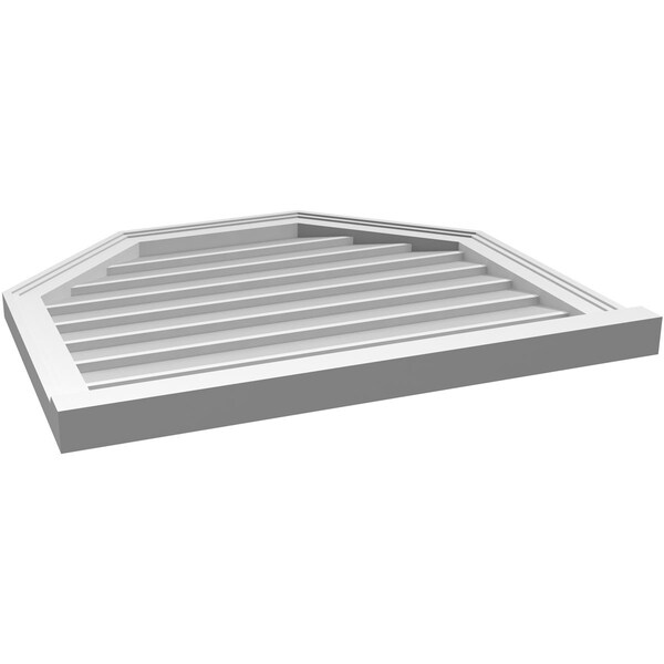 Ekena Millwork Octagonal Top Surface Mount PVC Gable Vent w/ 2"W x 2"P Brickmould Sill Frame, 30"W x 26"H - GVPOT30X2603SN