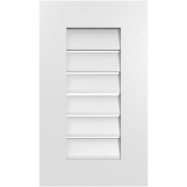 Ekena Millwork Vertical Surface Mount PVC Gable Vent: Functional, w/ 3-1/2"W x 1"P Standard Frame, 14"W x 24"H - GVPVE14X2401SF