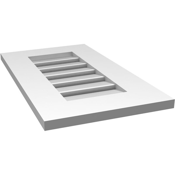 Ekena Millwork Vertical Surface Mount PVC Gable Vent: Functional, w/ 3-1/2"W x 1"P Standard Frame, 14"W x 24"H - GVPVE14X2401SF