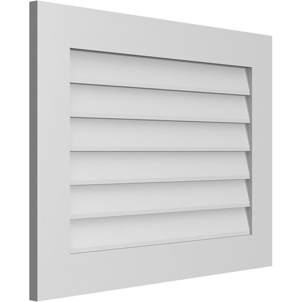 Ekena Millwork Vertical Surface Mount PVC Gable Vent: Non-Functional, w/3-1/2"W x 1"H, Standard Frame, 32"W x 24"H - GVPVE32X2401SN