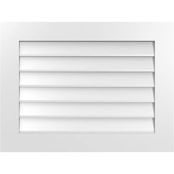 Ekena Millwork Vertical Surface Mount PVC Gable Vent: Non-Functional, w/3-1/2"W x 1"H, Standard Frame, 32"W x 24"H - GVPVE32X2401SN
