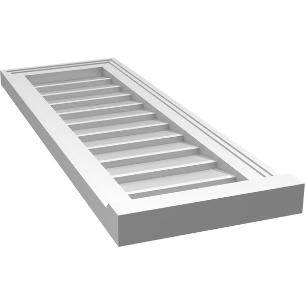 Ekena Millwork Vertical Surface Mount PVC Gable Vent w/ 2"W x 2"H , Brickmould Sill Frame, 12"W x 34"H - GVPVE12X3403SN