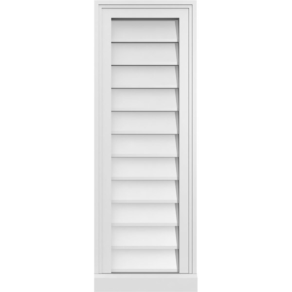 Ekena Millwork Vertical Surface Mount PVC Gable Vent w/ 2"W x 2"H , Brickmould Sill Frame, 12"W x 34"H - GVPVE12X3403SN