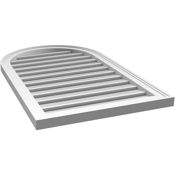Ekena Millwork Round Top Surface Mount PVC Gable Vent: Functional, w/ 2"W x 1-1/2"P Brickmould Frame, 22"W x 36"H - GVPRT22X3602SF