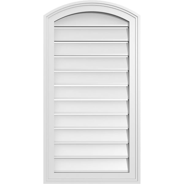 Ekena Millwork Arch Top Surface Mount PVC Gable Vent: Non-Functional, w/2"W x 1-1/2"P Brickmould Frame, 18"W x 32"H - GVPAR18X3202SN