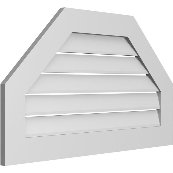Ekena Millwork Octagonal Top Surface Mount PVC Gable Vent: Functional, w/ 3-1/2"W x 1"P Standard Frame, 38"W x 22"H - GVPOT38X2201SF