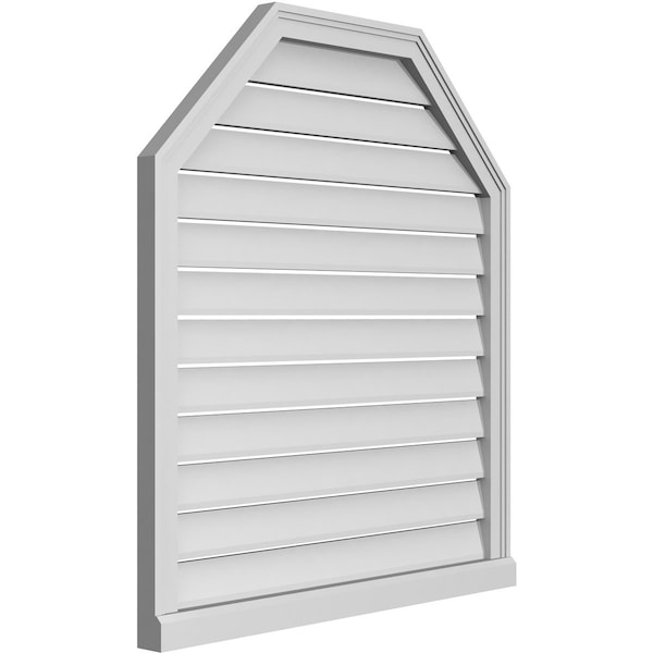 Ekena Millwork Octagonal Top Surface Mount PVC Gable Vent w/ 2"W x 2"P Brickmould Sill Frame, 34"W x 38"H - GVPOT34X3803SF