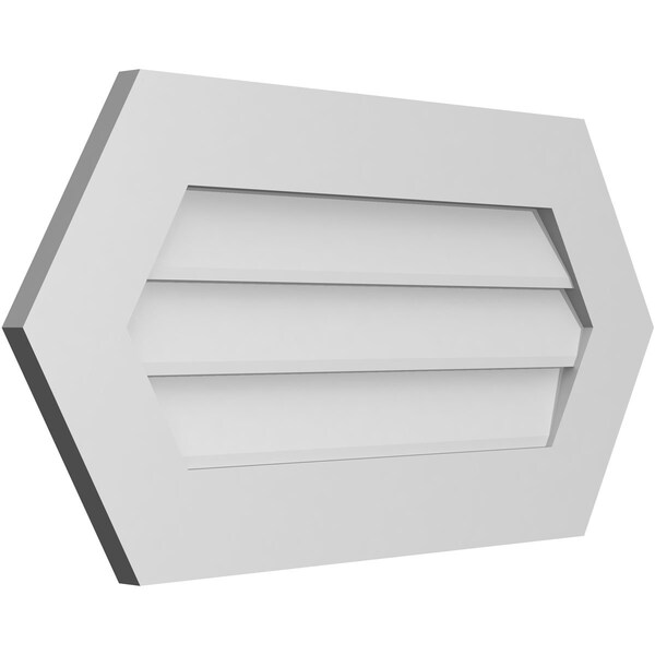 Ekena Millwork Half Round Surface Mount PVC Gable Vent w/ 3-1/2"W x 1"P Standard Frame, 32"W x 16"H - GVPHR32X1601SN