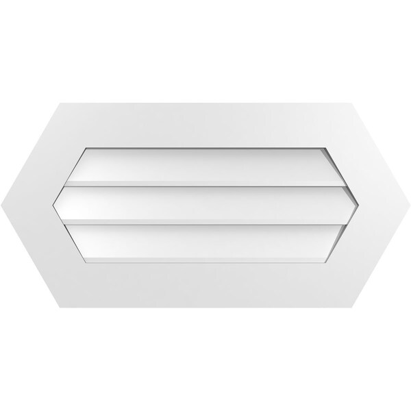 Ekena Millwork Half Round Surface Mount PVC Gable Vent w/ 3-1/2"W x 1"P Standard Frame, 32"W x 16"H - GVPHR32X1601SN