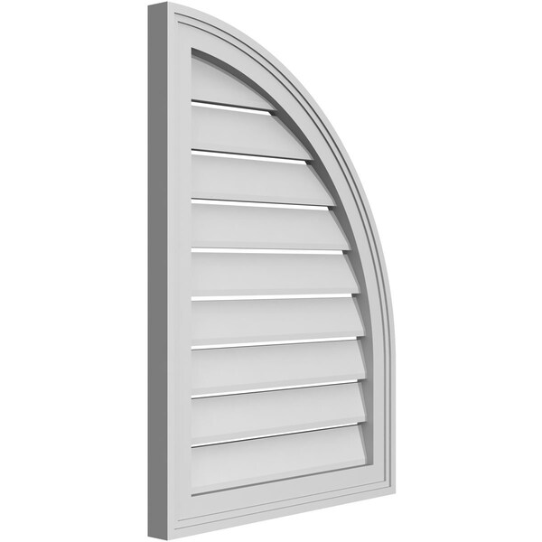 Ekena Millwork Quarter Round Top Right Surface Mount PVC Gable Vent w/ 2"W x 2"P Brickmould Sill Frame, 20"W x 28"H - GVPQR20X2803SF