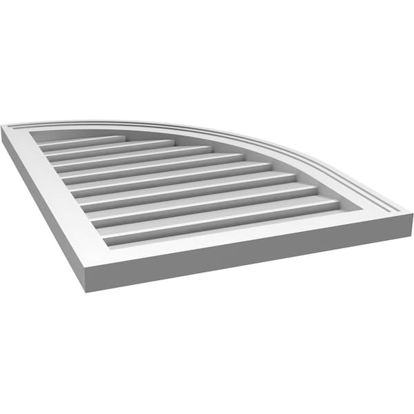 Ekena Millwork Quarter Round Top Right Surface Mount PVC Gable Vent w/ 2"W x 2"P Brickmould Sill Frame, 20"W x 28"H - GVPQR20X2803SF