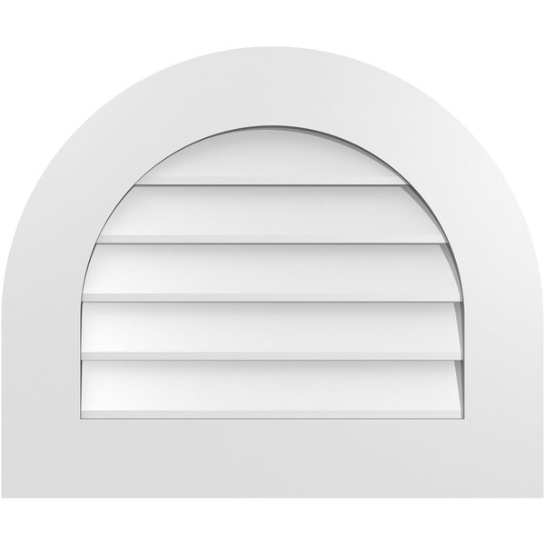 Ekena Millwork Round Top Surface Mount PVC Gable Vent: Non-Functional, w/ 3-1/2"W x 1"P Standard Frame, 24"W x 20"H - GVPRT24X2001SN