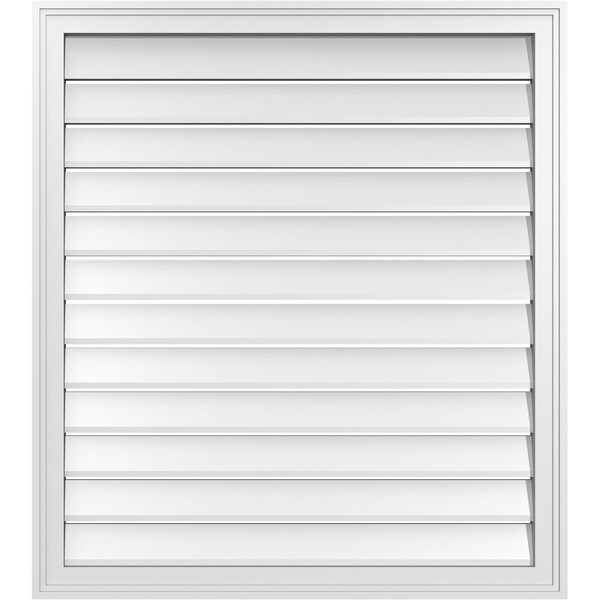 Ekena Millwork Vertical Surface Mount PVC Gable Vent: Functional, w/ 2"W x 1-1/2"P Brickmould Frame, 34"W x 38"H - GVPVE34X3802SF