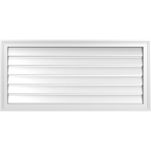 Ekena Millwork Vertical Surface Mount PVC Gable Vent: Functional, w/ 2"W x 1-1/2"P Brickmould Frame, 42"W x 20"H - GVPVE42X2002SF