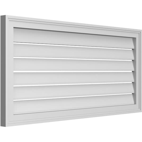 Ekena Millwork Vertical Surface Mount PVC Gable Vent: Functional, w/ 2"W x 1-1/2"P Brickmould Frame, 42"W x 20"H - GVPVE42X2002SF