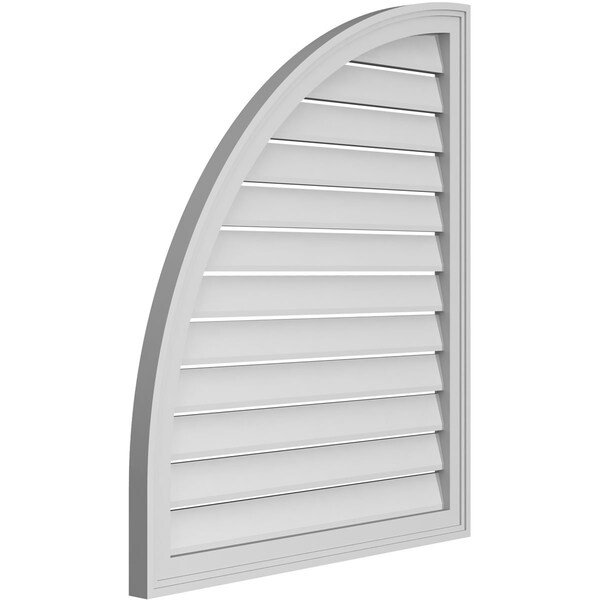 Ekena Millwork Quarter Round Top Left Surface Mount PVC Gable Vent w/ 2"W x 1-1/2"P Brickmould Frame, 30"W x 36"H - GVPQL30X3602SF