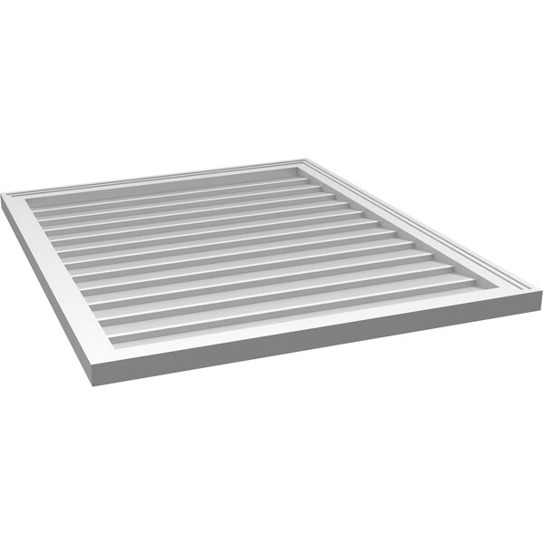 Ekena Millwork Vertical Surface Mount PVC Gable Vnt: Non-Functional, w/2"W x 1-1/2"H, Brickmould Frame, 32"W x 38"H - GVPVE32X3802SN