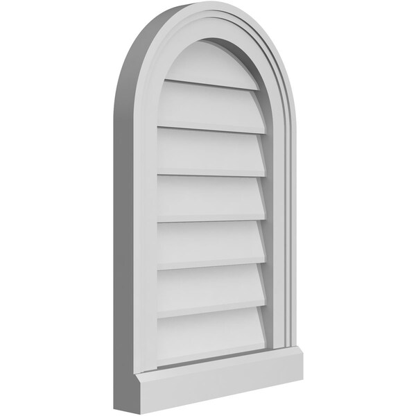 Ekena Millwork Round Top Surface Mount PVC Gable Vent w/ 2"W x 2"P Brickmould Sill Frame, 14"W x 22"H - GVPRT14X2203SN