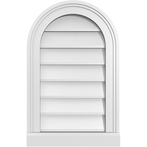 Ekena Millwork Round Top Surface Mount PVC Gable Vent w/ 2"W x 2"P Brickmould Sill Frame, 14"W x 22"H - GVPRT14X2203SN