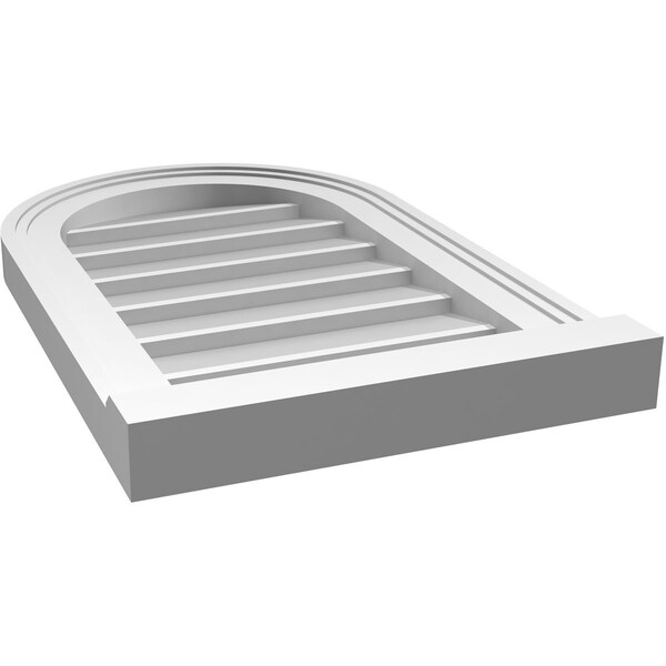 Ekena Millwork Round Top Surface Mount PVC Gable Vent w/ 2"W x 2"P Brickmould Sill Frame, 14"W x 22"H - GVPRT14X2203SN