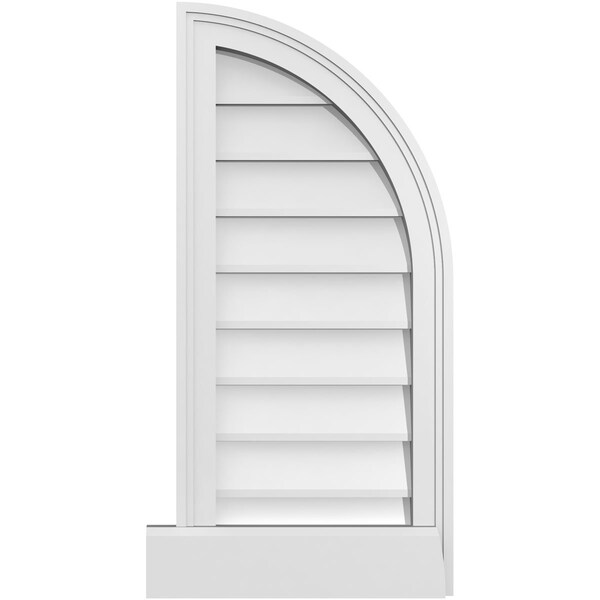 Ekena Millwork Quarter Round Top Right Surface Mount PVC Gable Vent w/ 2"W x 2"P Brickmould Sill Frame, 14"W x 30"H - GVPQR14X3003SN