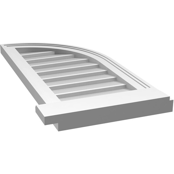 Ekena Millwork Quarter Round Top Right Surface Mount PVC Gable Vent w/ 2"W x 2"P Brickmould Sill Frame, 14"W x 30"H - GVPQR14X3003SN