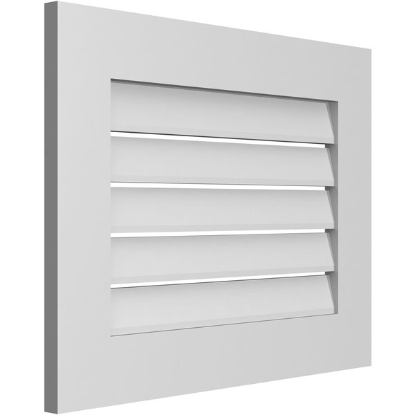 Ekena Millwork Vertical Surface Mount PVC Gable Vent: Functional, w/ 3-1/2"W x 1"P Standard Frame, 26"W x 20"H - GVPVE26X2001SF