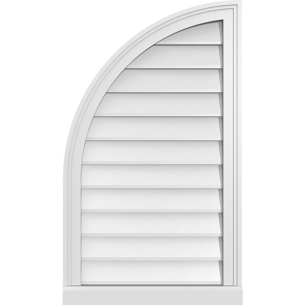Ekena Millwork Quarter Round Top Left Surface Mount PVC Gable Vent w/ 2"W x 2"P Brickmould Sill Frame, 20"W x 34"H - GVPQL20X3403SN
