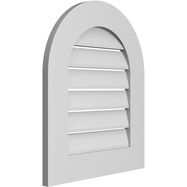Ekena Millwork Round Top Surface Mount PVC Gable Vent: Functional, w/ 3-1/2"W x 1"P Standard Frame, 20"W x 24"H - GVPRT20X2401SF