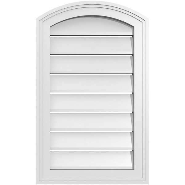 Ekena Millwork Arch Top Surface Mount PVC Gable Vent: Non-Functional, w/2"W x 1-1/2"P Brickmould Frame, 16"W x 24"H - GVPAR16X2402SN