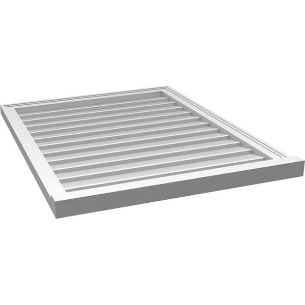 Ekena Millwork Vertical Surface Mount PVC Gable Vent w/ 2"W x 2"H , Brickmould Sill Frame, 30"W x 38"H - GVPVE30X3803SN