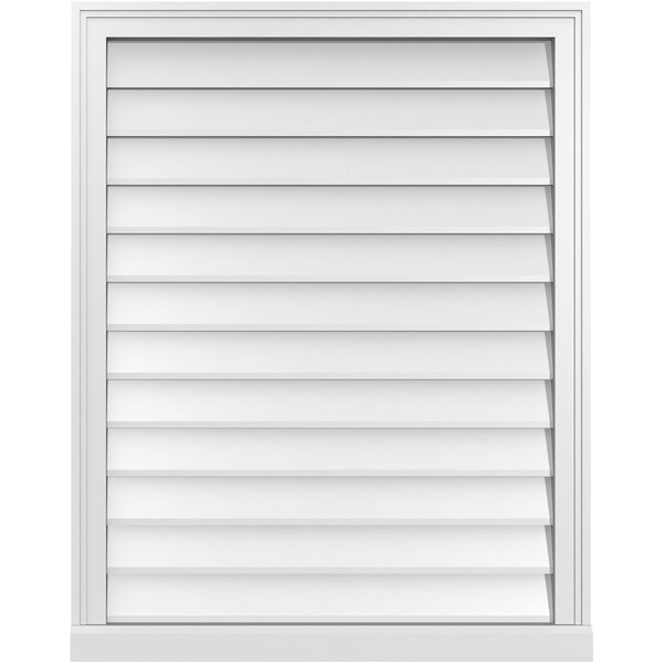 Ekena Millwork Vertical Surface Mount PVC Gable Vent w/ 2"W x 2"H , Brickmould Sill Frame, 30"W x 38"H - GVPVE30X3803SN