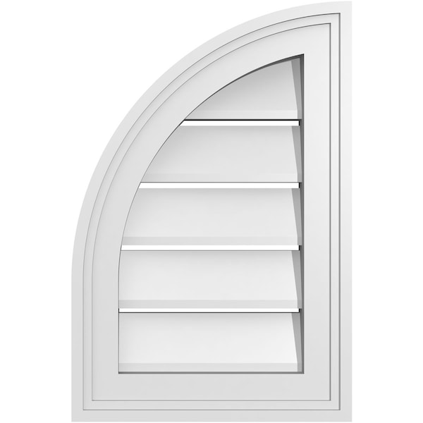 Ekena Millwork Quarter Round Top Left Surface Mount PVC Gable Vent w/ 2"W x 1-1/2"P Brickmould Frame, 12"W x 18"H - GVPQL12X1802SF