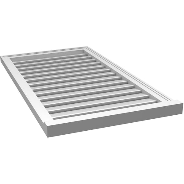 Ekena Millwork Vertical Surface Mount PVC Gable Vent: Functional, w/ 2"W x 2"P Brickmould Sill Frame, 24"W x 42"H - GVPVE24X4203SF