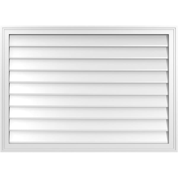 Ekena Millwork Vertical Surface Mount PVC Gable Vnt: Non-Functional, w/2"W x 1-1/2"H, Brickmould Frame, 42"W x 30"H - GVPVE42X3002SN