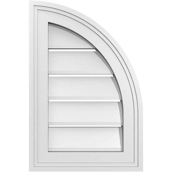 Ekena Millwork Quarter Round Top Right Surface Mount PVC Gable Vent w/ 2"W x 2"P Brickmould Sill Frame, 12"W x 18"H - GVPQR12X1803SF