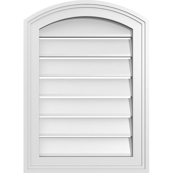 Ekena Millwork Arch Top Surface Mount PVC Gable Vent: Non-Functional, w/2"W x 1-1/2"P Brickmould Frame, 16"W x 20"H - GVPAR16X2002SN