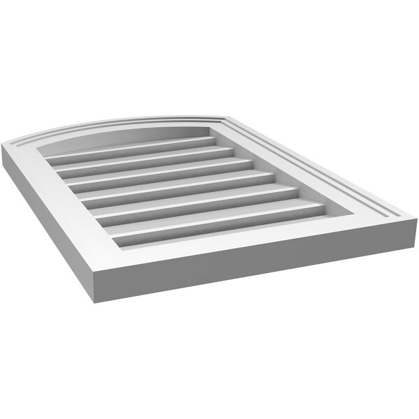 Ekena Millwork Arch Top Surface Mount PVC Gable Vent: Non-Functional, w/2"W x 1-1/2"P Brickmould Frame, 16"W x 20"H - GVPAR16X2002SN