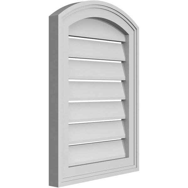 Ekena Millwork Arch Top Surface Mount PVC Gable Vent: Non-Functional, w/2"W x 1-1/2"P Brickmould Frame, 16"W x 20"H - GVPAR16X2002SN