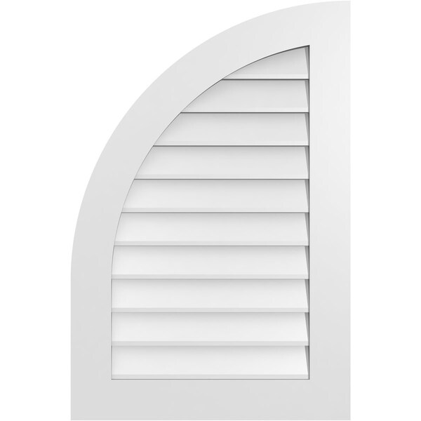 Ekena Millwork Quarter Round Top Left Surface Mount PVC Gable Vent w/ 3-1/2"W x 1"P Standard Frame, 24"W x 36"H - GVPQL24X3601SN