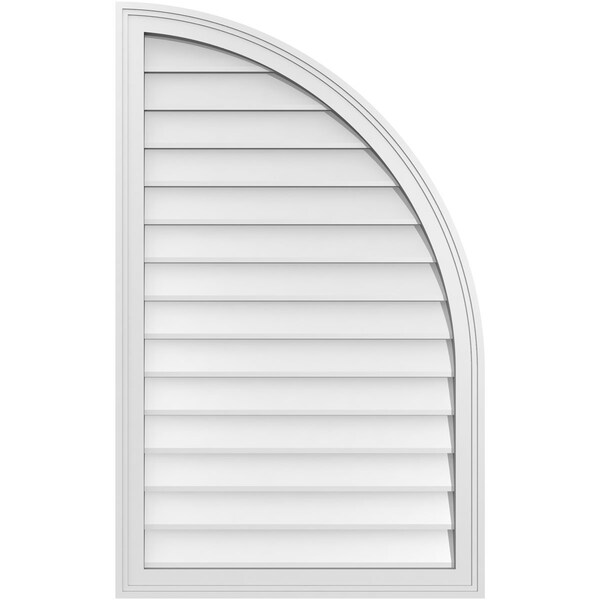Ekena Millwork Quarter Round Top Right Surface Mount PVC Gable Vent w/ 2"W x 2"P Brickmould Sill Frame, 26"W x 42"H - GVPQR26X4203SN